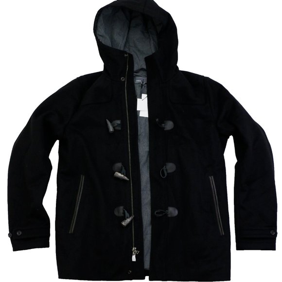 New Vince Wool Toggle Coat Men's Jacket Size Large Black Color $725 - Picture 2 of 16